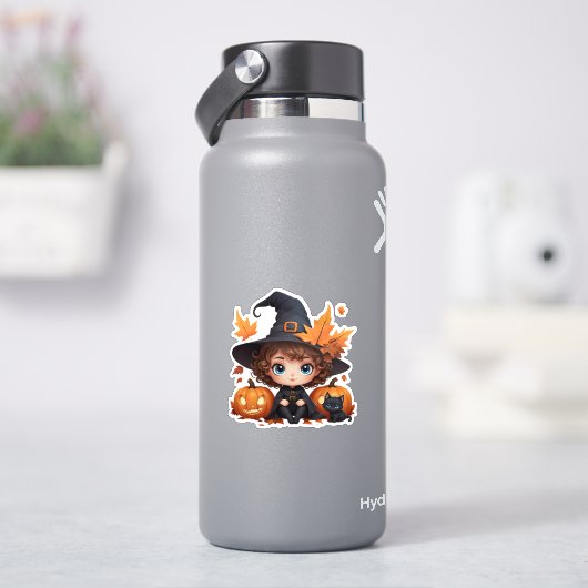 Leuk ontwerp van baby Halloween Heksenpompoen Sticker (HydroFlask)