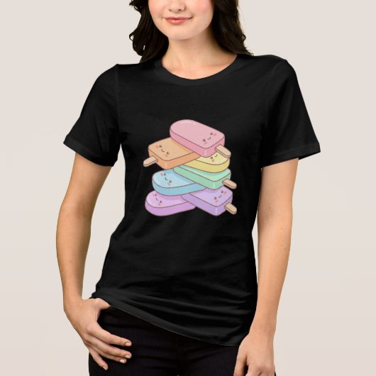 Leuk Ontwerp voor Ijslolly Stapel Tri-Blend Shirt (Voorkant)