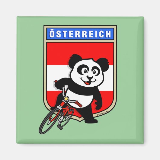 Leuk Oostenrijk Fietsen Panda Magneet (Voorkant)