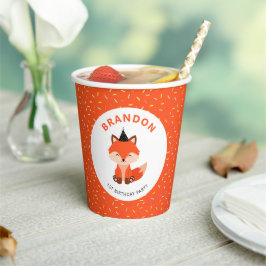 Leuk Oranje Baby Fox Confetti Verjaardagsfeestje Papieren Bekers