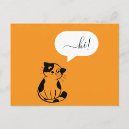 Leuk Oranje Briefkaart met Hi Cat