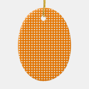 Leuk Oranje en Wit Geometrisch Patroon Keramisch Ornament