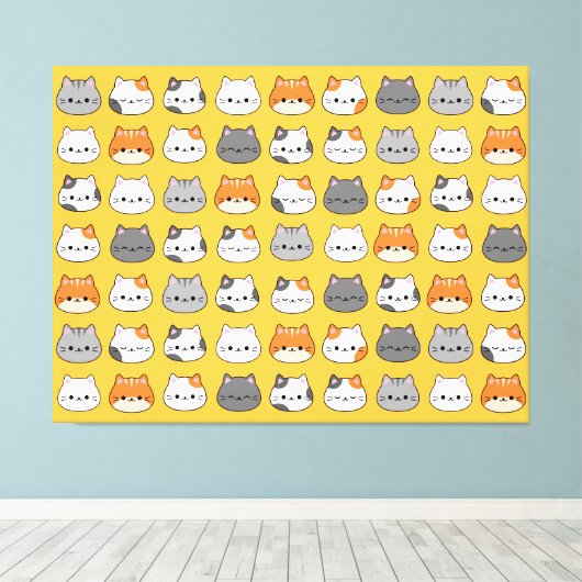 Leuk Oranje kattengezicht Canvas Afdruk (Insitu (Houten vloer))