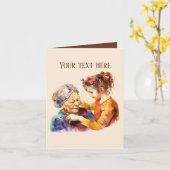 leuk Oudere dame met meisje voeg bericht toe Kaart (Gele Bloem)