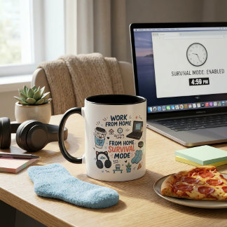 Leuk Overleven Vanuit Thuis Werkmodus Koffiemok Mok
