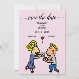 Leuk Paar Kleurrijke Originele Cartoon Kunstwerk K Kaart