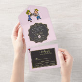 Leuk Paar Originele Grappige Cartoon All In One Uitnodiging (Afscheurbaar)