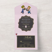 Leuk Paar Originele Grappige Cartoon All In One Uitnodiging (Binnen)