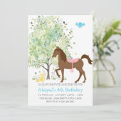 Leuk Paard, Bomen, Pony Rides Ruitersport Verjaard Kaart (Staand voorkant)