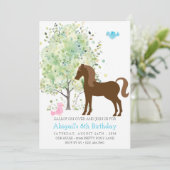 Leuk Paard, Bomen, Pony Rides Ruitersport Verjaard Kaart (Staand voorkant)