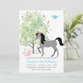 Leuk Paard, Bomen, Pony Rides Ruitersport Verjaard Kaart (Staand voorkant)