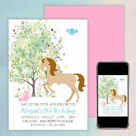 Leuk Paard, Bomen, Pony Rides Ruitersport Verjaard Kaart