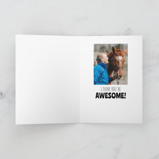 Leuk Paard Mam Verjaardag Gedachte Bubble Foto Roz Kaart (Binnen)