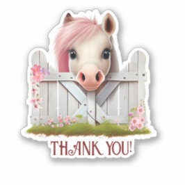 Leuk Paard Pony Roze Dank u Custom Cut Vinyl Sticker