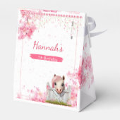 Leuk Paard Verjaardag Roze Bloem Gepersonaliseerd Bedankdoosjes (Achterkant)