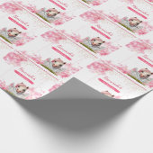 Leuk Paard Verjaardag Roze Bloem Gepersonaliseerd Cadeaupapier (Hoek)