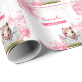 Leuk Paard Verjaardag Roze Bloem Gepersonaliseerd Cadeaupapier (Rol Hoek)