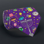 Leuk Paarse Chanoeka Patroon Stropdas<br><div class="desc">Leuke Paarse Chanoeka Pattern stropdas</div>