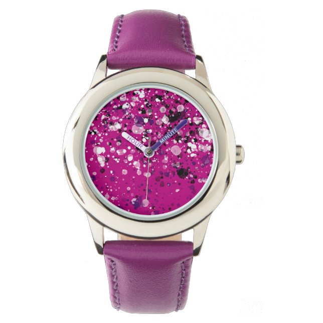 Leuk paarse horloge met kleuren (Voorkant)