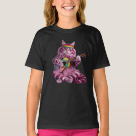 Leuk Paarse Kattenrocker T-Shirt