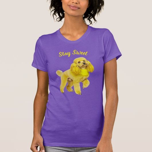 Leuk Paarse Poodle Kunst Blijf Lief T-Shirt (Voorkant)