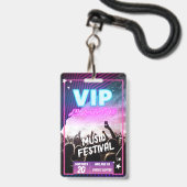 Leuk Paarse Roze Neon VIP All Access Pass Concert Badge (Voorzijde met lanyard)