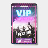 Leuk Paarse Roze Neon VIP All Access Pass Concert Badge (Voorzijde)