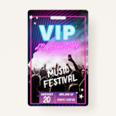 Leuk Paarse Roze Neon VIP All Access Pass Concert Badge (Voorkant)
