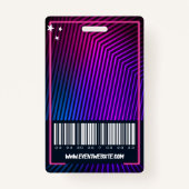 Leuk Paarse Roze Neon VIP All Access Pass Concert Badge (Achterkant)