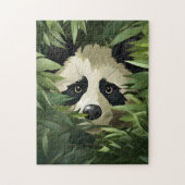 Leuk panda beer achter bamboe bladeren legpuzzel (Verticaal)