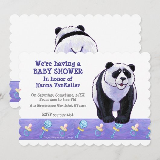 Leuk Panda Beer Baby shower Kaart (Voorkant / Achterkant)
