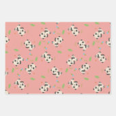 Leuk panda beer bloemenroze motief inpakpapier vel (Voorkant 3)