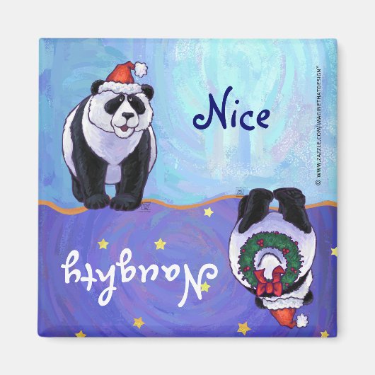 Leuk Panda Beer in Santa Hat Ondeugend / Nice Magn Magneet (Voorkant)