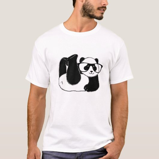 Leuk Panda beer met een bril T-shirt (Voorkant)