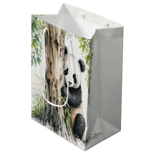 Leuk Panda Beer van Bamboo Tree Medium Cadeauzakje (Voorkant Gekanteld)