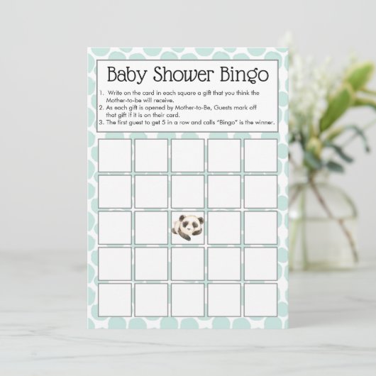 Leuk Panda Beren Baby shower Bingo spel Kaart (Staand voorkant)