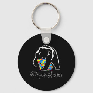 Leuk Papa Beer Autisme Bewustzijn Autisme Matching Sleutelhanger