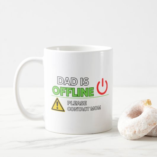 LEUK! “Papa is Offline” Koffiemok (Met donut)