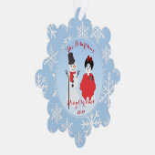 Leuk papier Ornament Kaart van Snowman familie (Rechts)