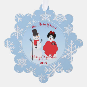 Leuk papier Ornament Kaart van Snowman familie