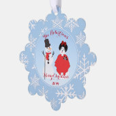 Leuk papier Ornament Kaart van Snowman familie (Links)