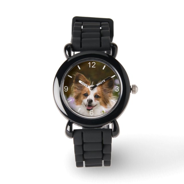 Leuk Papillon Spaniel Foto Hondenliefhebbers wijze Horloge (Voorkant)