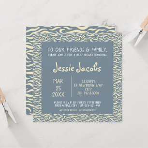 Leuk  patroon baby shower blauw en geel kaart