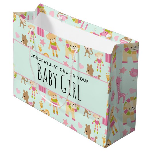 Leuk Patroon met Gelukkig Dieren & Speelgoed Baby  Groot Cadeauzakje (Voorkant Gekanteld)