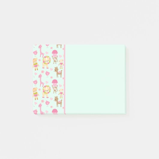 Leuk patroon met gelukkige dieren en speelgoed post-it® notes (Voorkant)