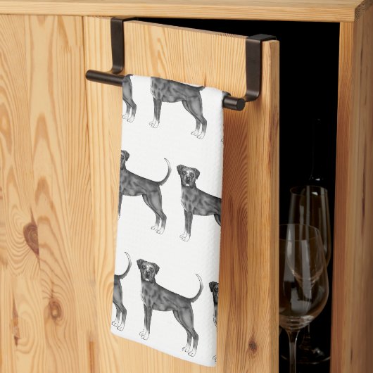 Leuk patroon van een boxerhond in zwart en wit theedoek (Derde Gevouwen)