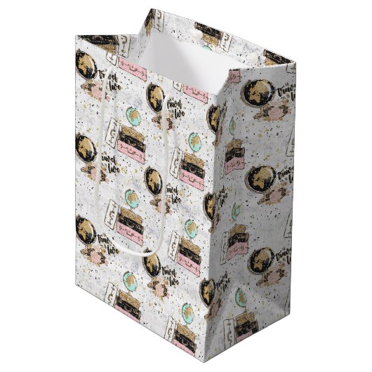 leuk patroon van gevlekte reisliefhebbers medium cadeauzakje (Voorkant Gekanteld)