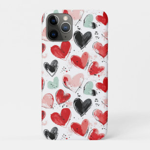 Leuk patroontje met beschilderde hartjes waterverf Case-Mate iPhone case