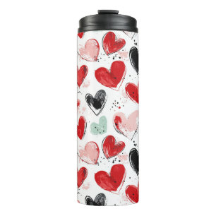 Leuk patroontje met beschilderde hartjes waterverf thermosbeker