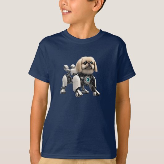 Leuk Pekingese Robot Kinder T-Shirt (Voorkant)